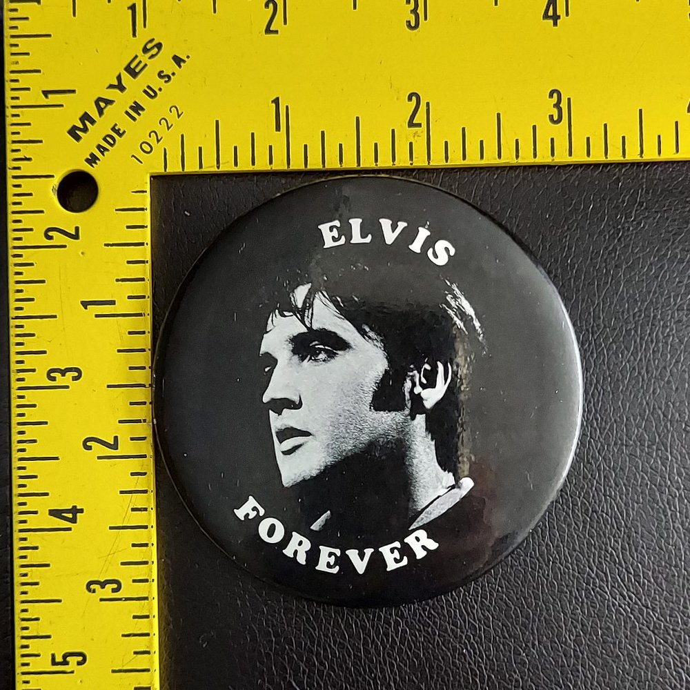 Pin Elvis Forever Vintage Button Pinback 3 " - Picture 6 of 7